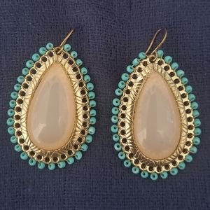 Turquoise Gold and Pink dangle earring